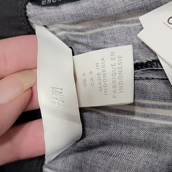 H&M, Size 8, High Waist, Paper Bag Style Pants, Black w/ White Stripes, NEW - Picture 12 of 15